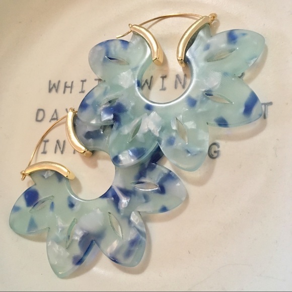 Big Colorful Floral Multi tone Hoop Earrings - Picture 3 of 3